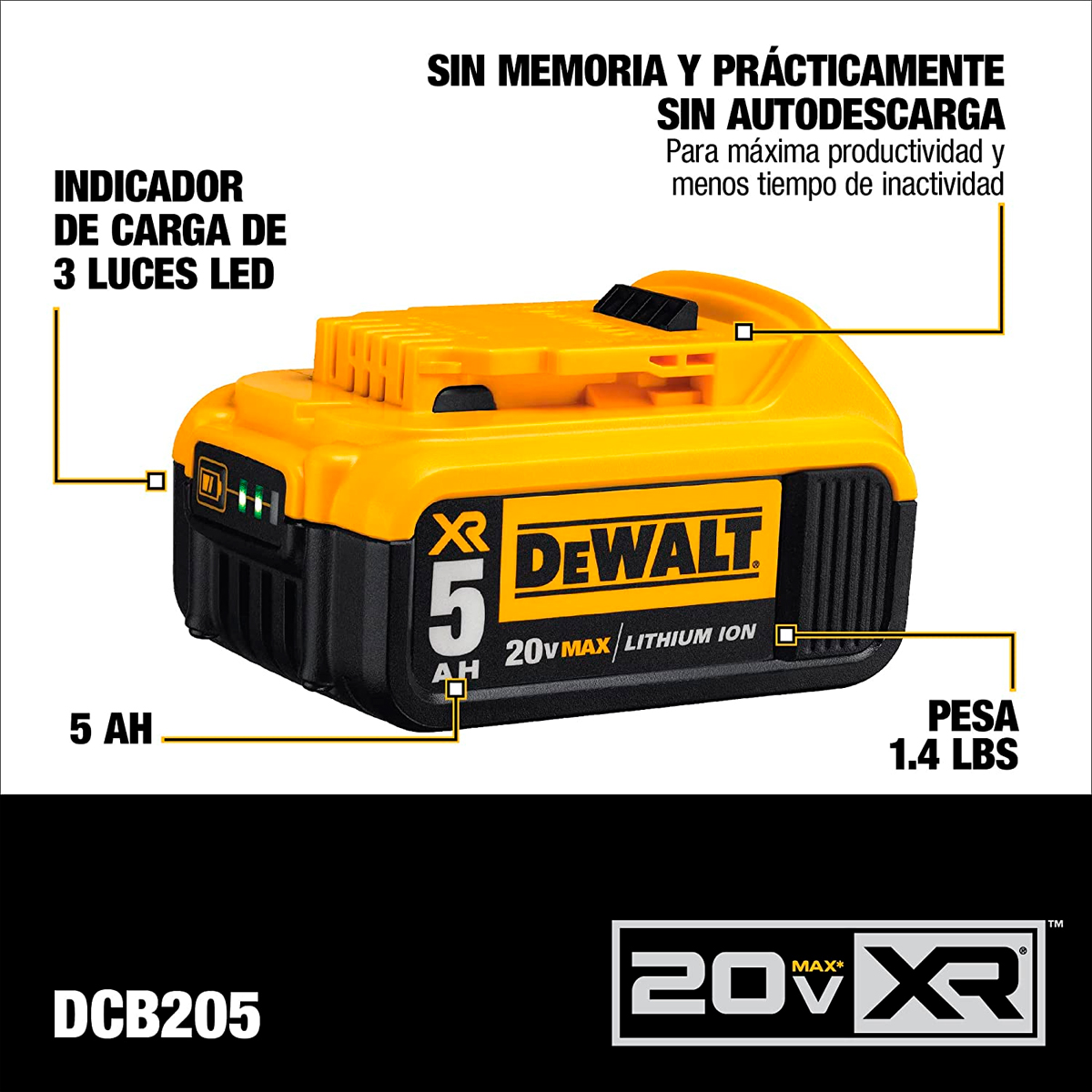 Bateria Herramientas Inalambricas 20V Max 5. Dewalt Dcb205Ck