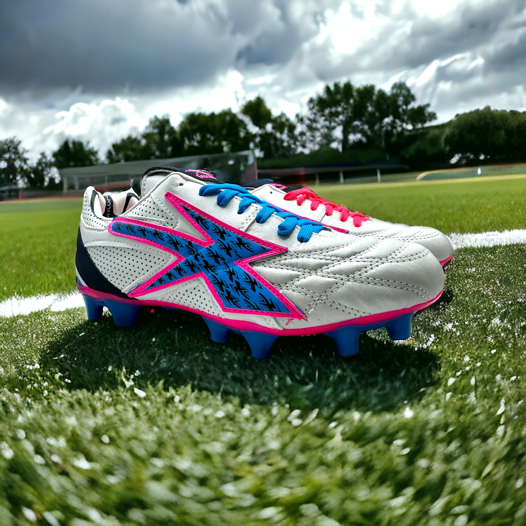 Tenis Concord Futbol Tachones Blanco/fiusha 100% Piel S214xk