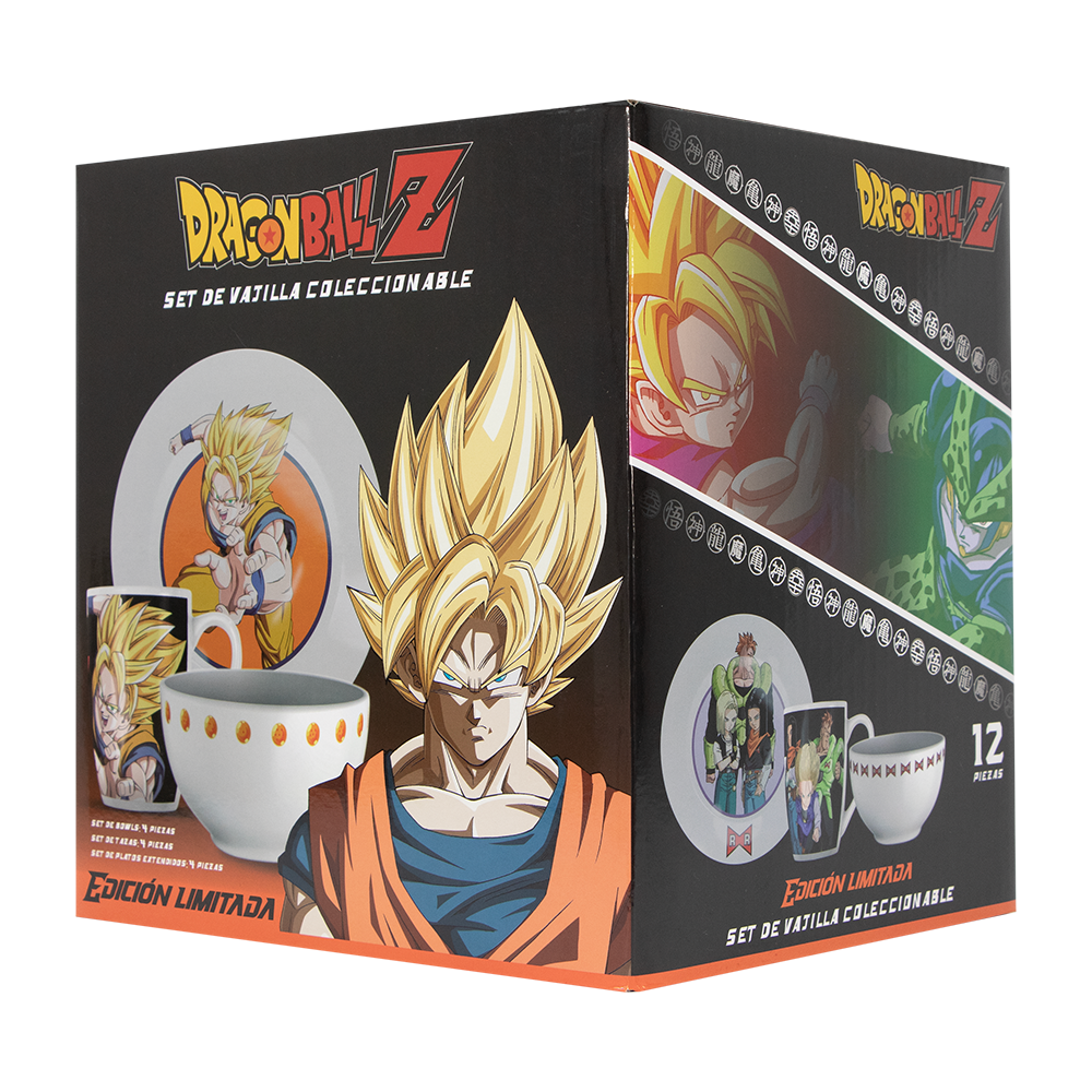 Vajilla de Ceramica Super Saiyajin Anime Dragon Ball 4 Bowls - 4 Tazas - 4 Platos.