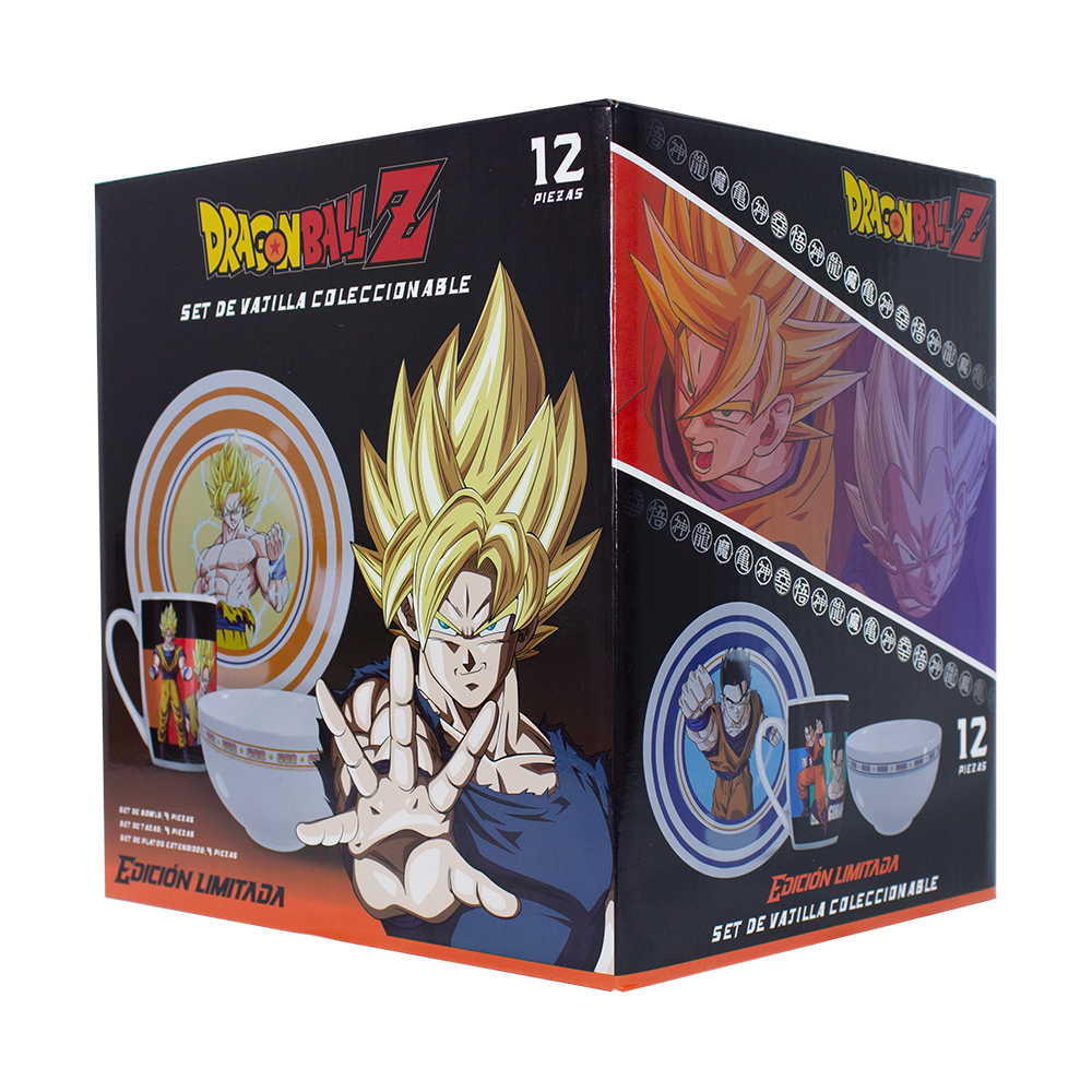 Vajilla de Ceramica Super Saiyajin Ii Anime Dragon Ball 4 Bowls - 4 Tazas - 4 Platos.