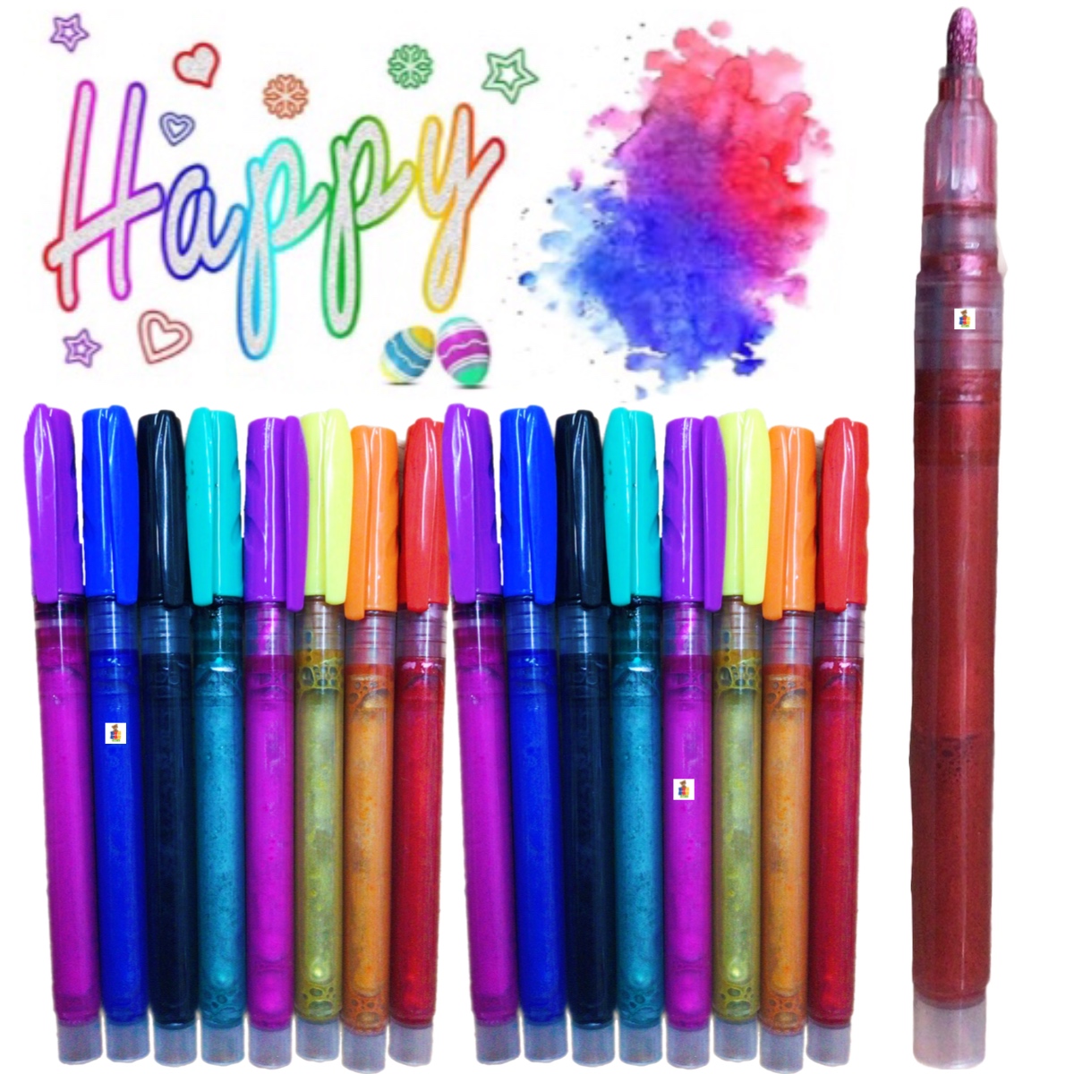 Plumón Doble Linea Metalico Con Contorno 8pz