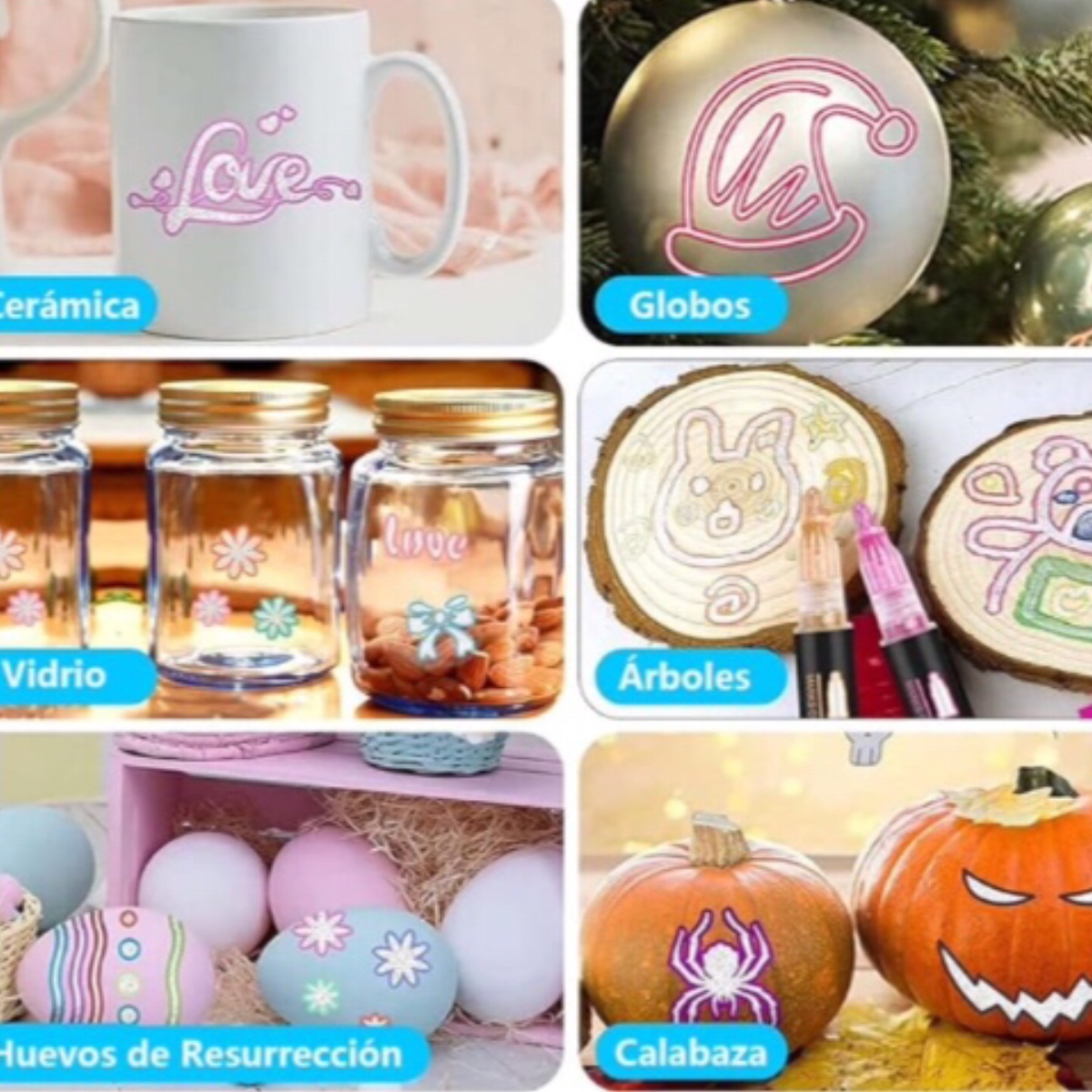 Plumón Doble Linea Metalico Con Contorno 8pz