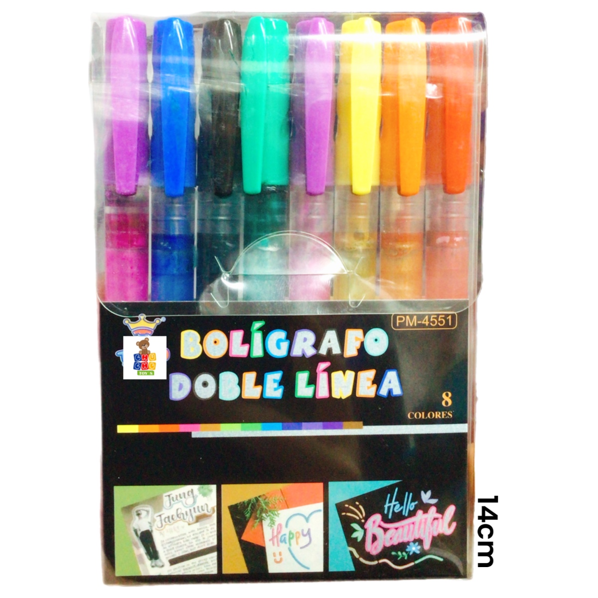 Plumón Doble Linea Metalico Con Contorno 8pz