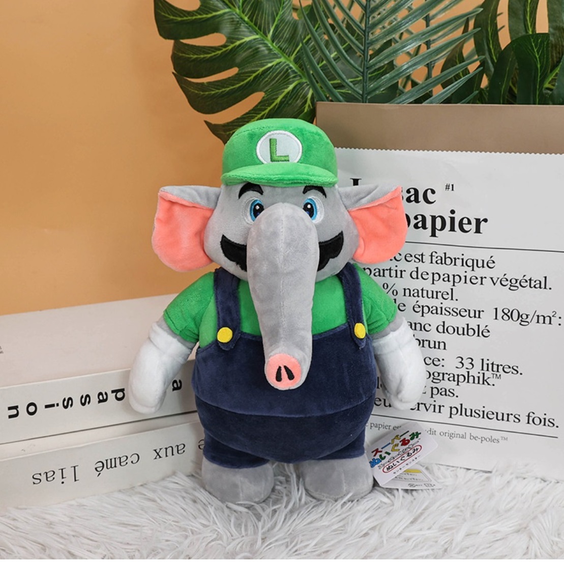 Peluche Super Mario Wonder Luigi Elefante Nintendo 27 Cm
