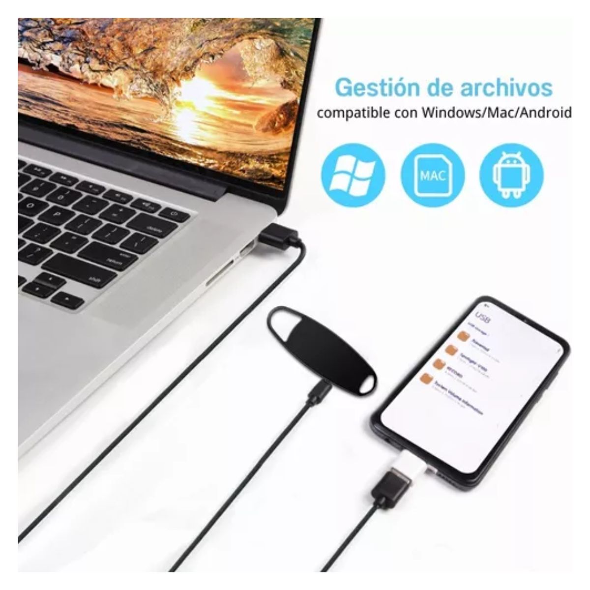 V13 Mini Usb 64gb Recorder, Grabadora Activada Por Voz NEGRO