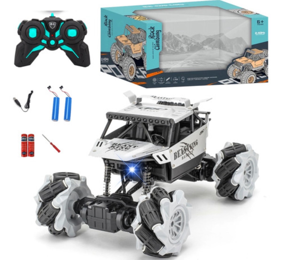 Coche De Control Remoto Todoterreno De Aleación Cuatro Vías M765-37A-plata
