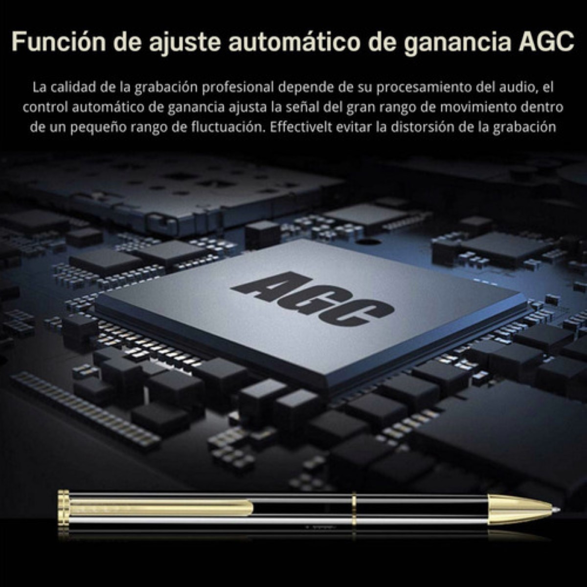 Grabadora De Voz Digital, Grabadora Pluma De Audio NEGRO/DORADO