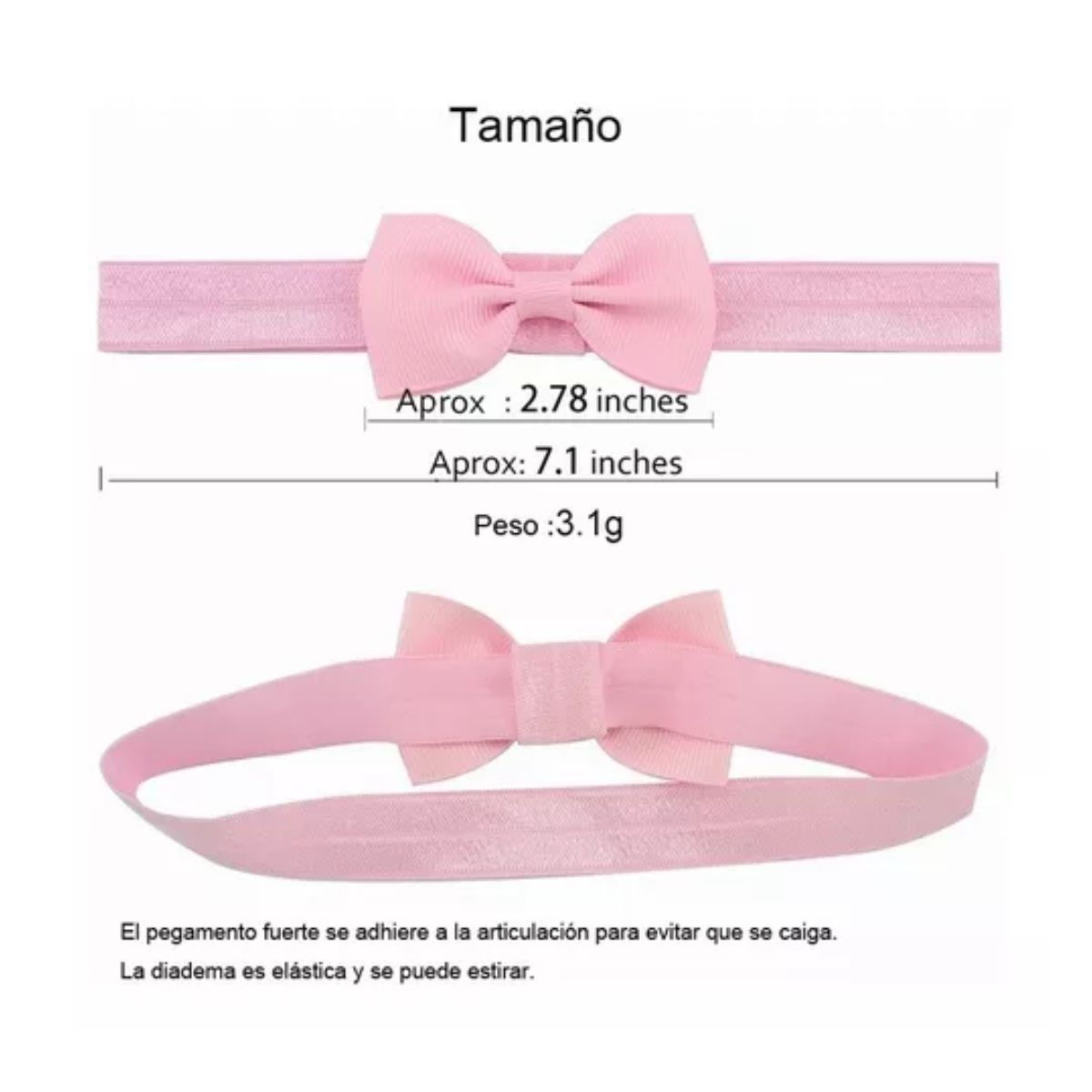 Vincha Elastizada Con Moño De 7 Cm Para Bebés, 20 Colores
