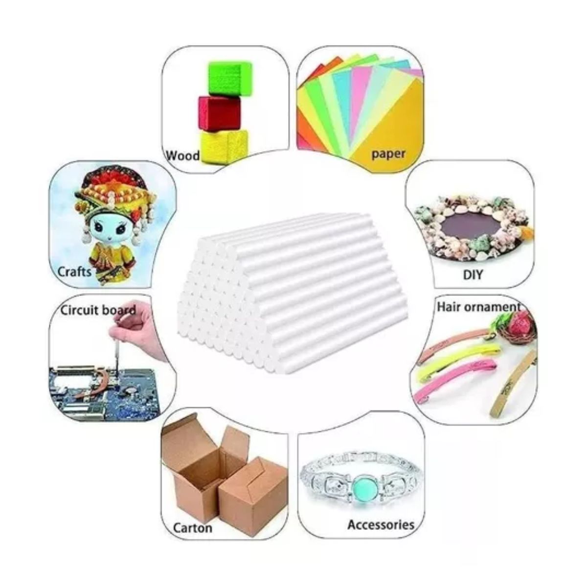 100pcs Silicon Para Pistola 7 x 270mm Blanco Barra De Silicon