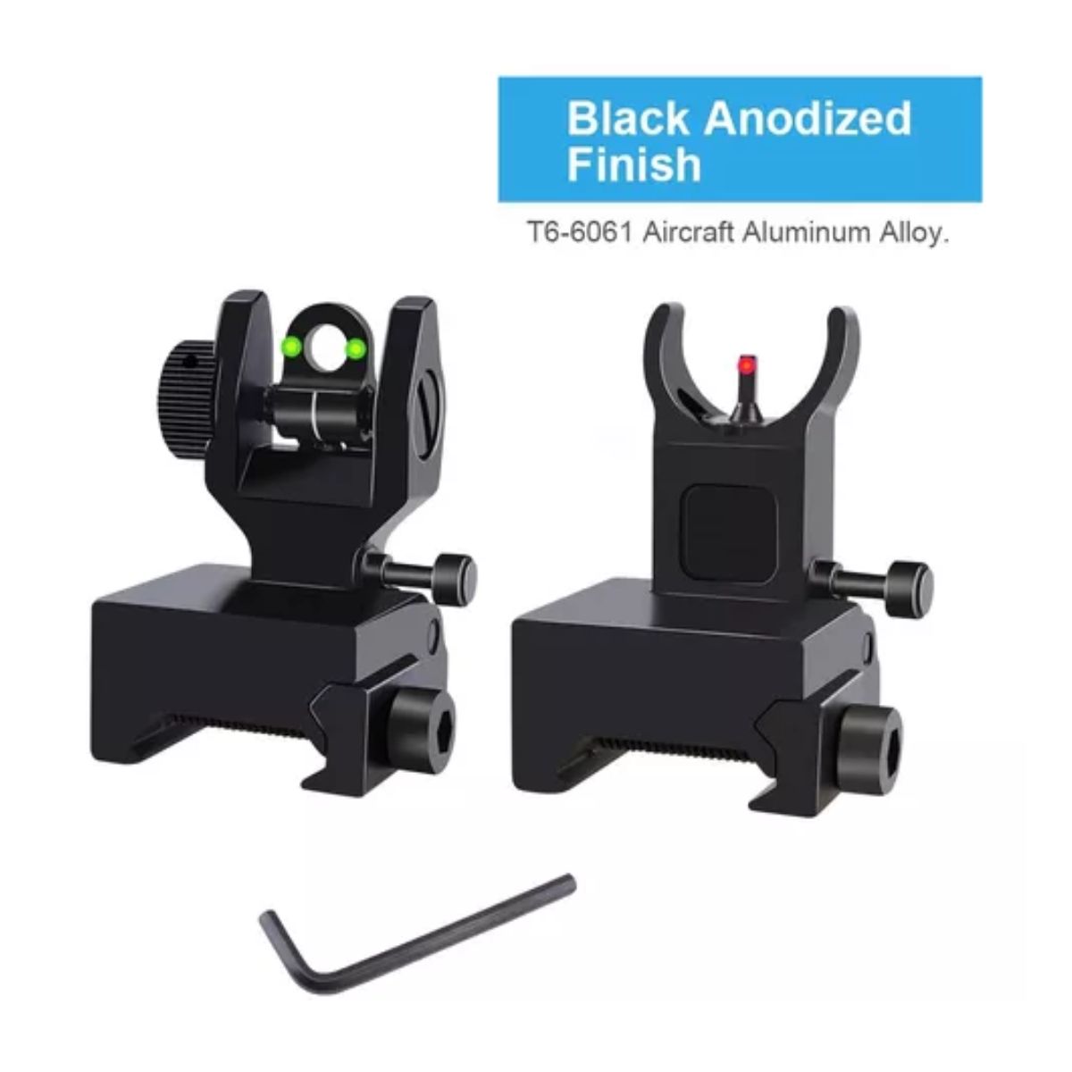 Miras Abatibles Metálica Fibra Óptica Delantera Trasera Riel NEGRO