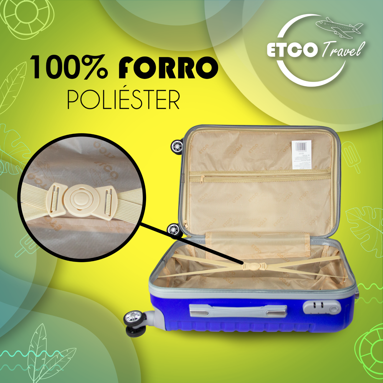 Maleta De Viaje Ligera 20 Pulgadas Etco Travel Equipaje De Mano Azul Rey para Avion con Ruedas 360 Barata.