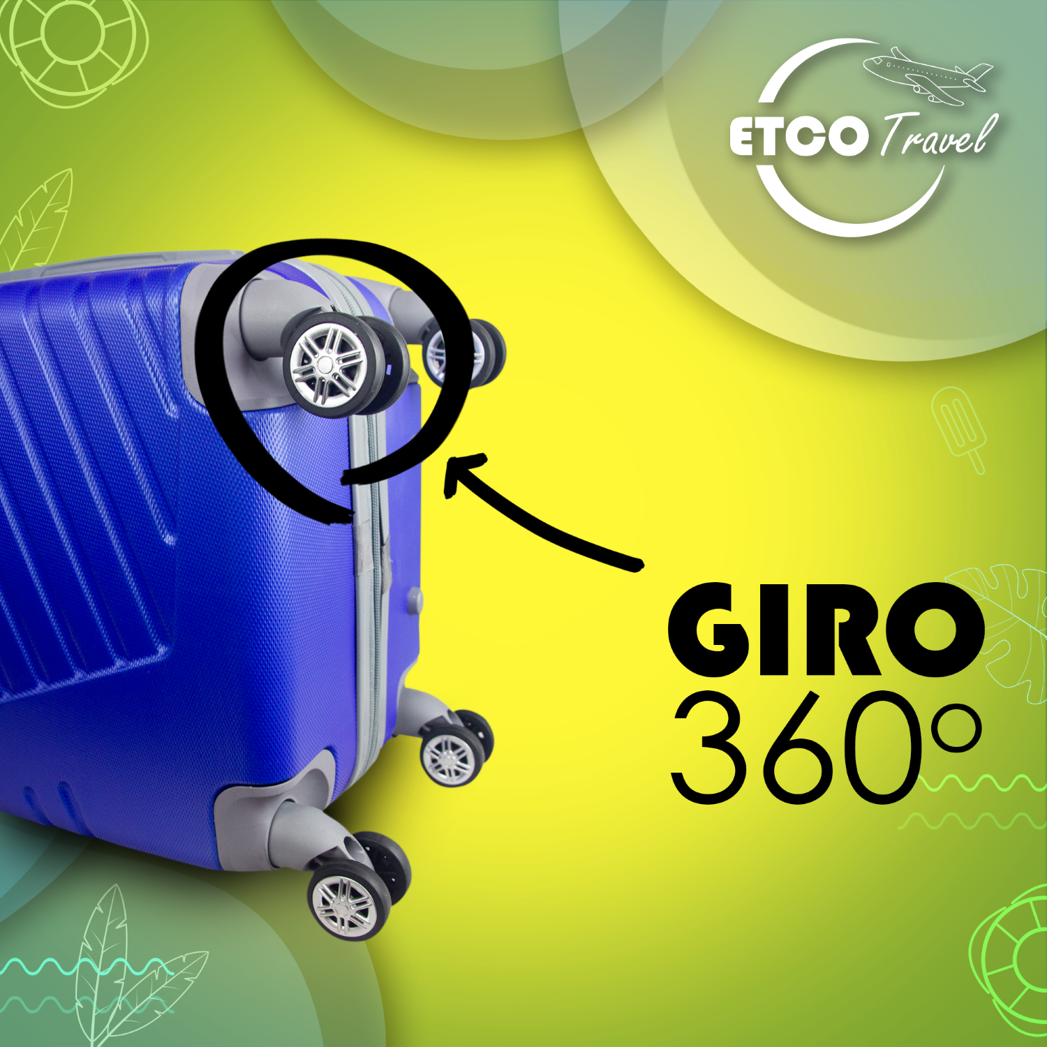 Maleta De Viaje Ligera 20 Pulgadas Etco Travel Equipaje De Mano Azul Rey para Avion con Ruedas 360 Barata.