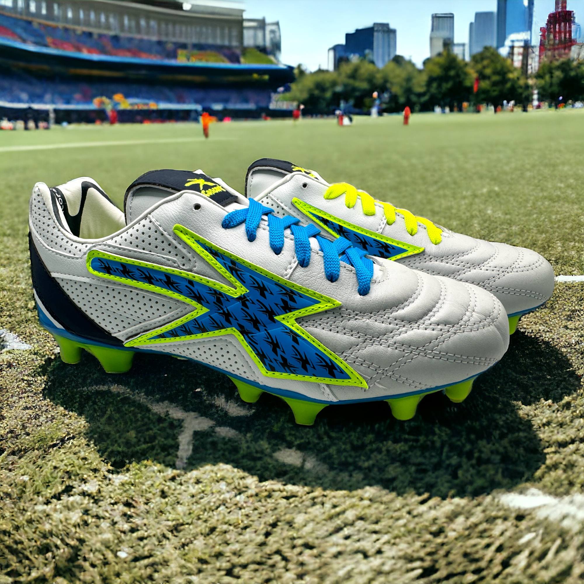 Tenis Concord Futbol Tachones Blanco/neón 100% Piel S214xa