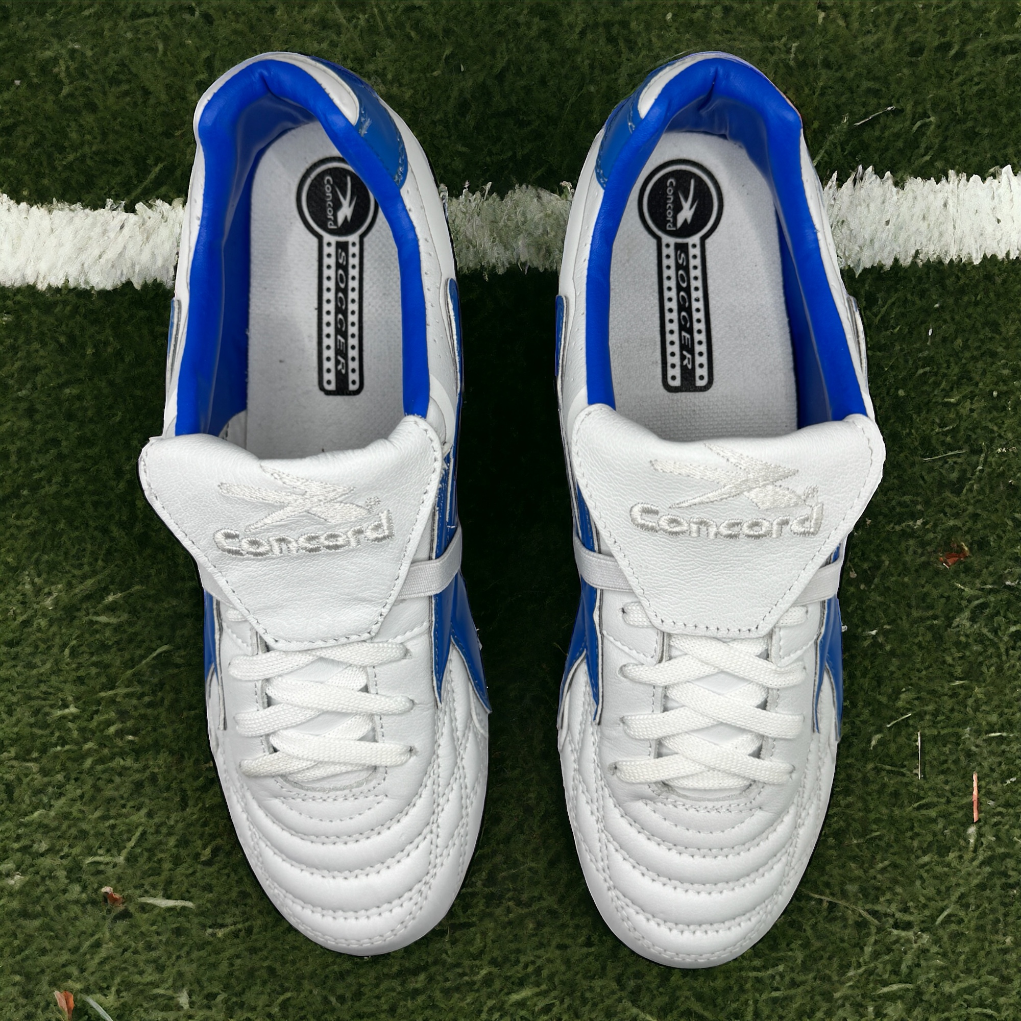 Tenis Concord Futbol Tachones Blanco/rey 100% Piel S160xa.