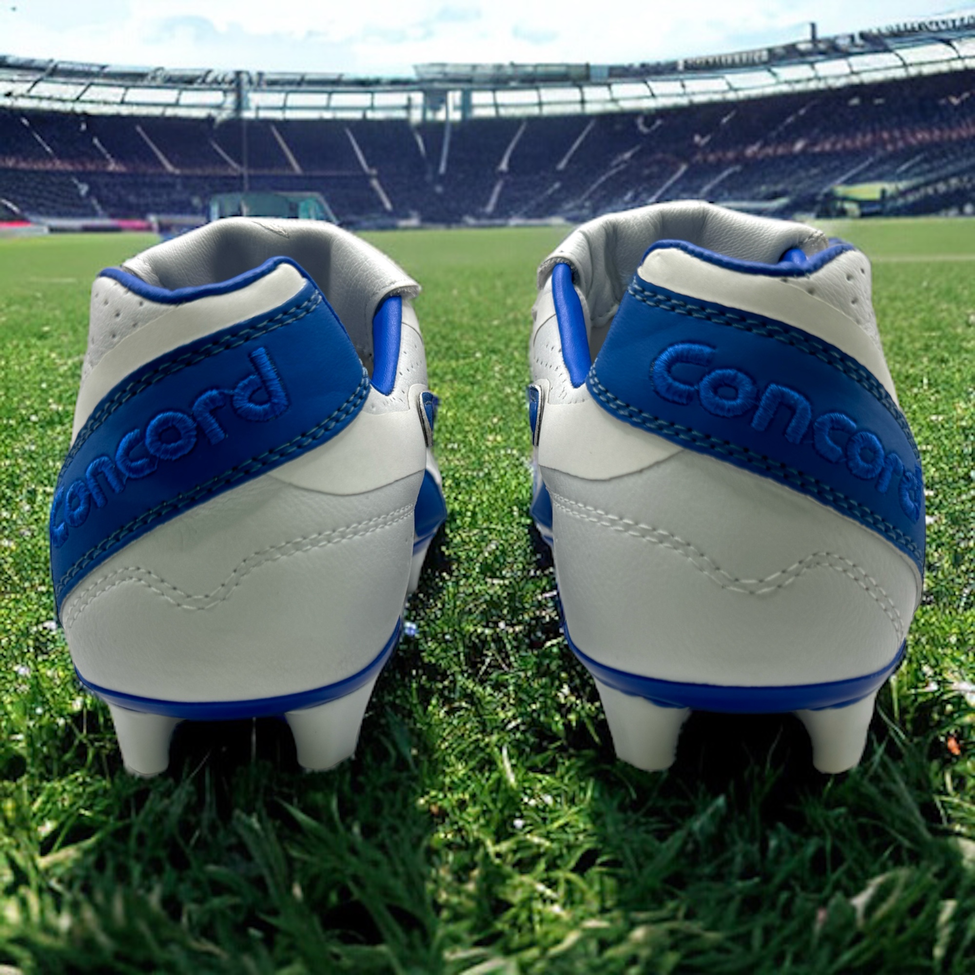 Tenis Concord Futbol Tachones Blanco/rey 100% Piel S160xa.