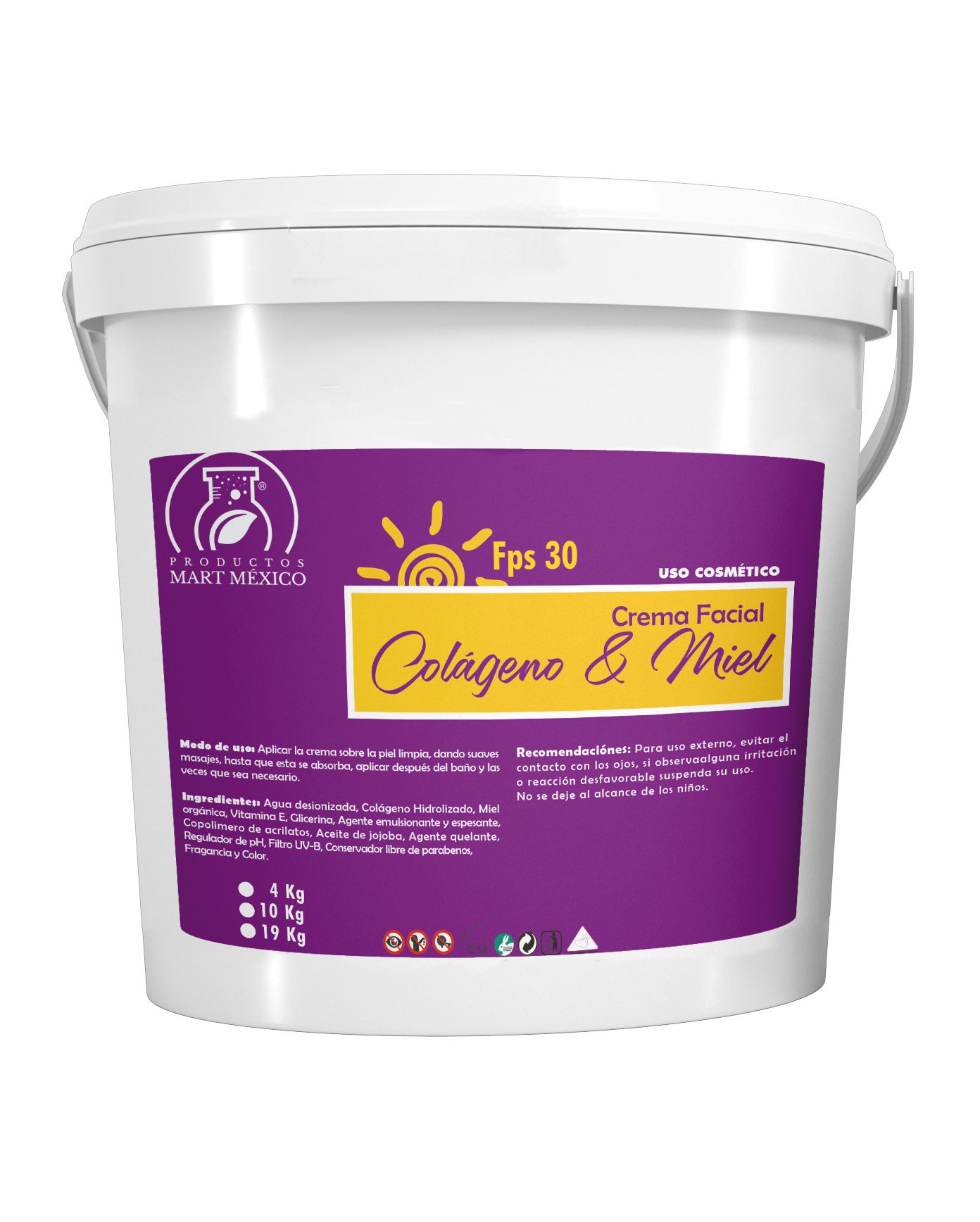 Crema Facial & Corporal De Colágeno Con Miel Con Filtro Solar Piel Más Joven (19 kilos)