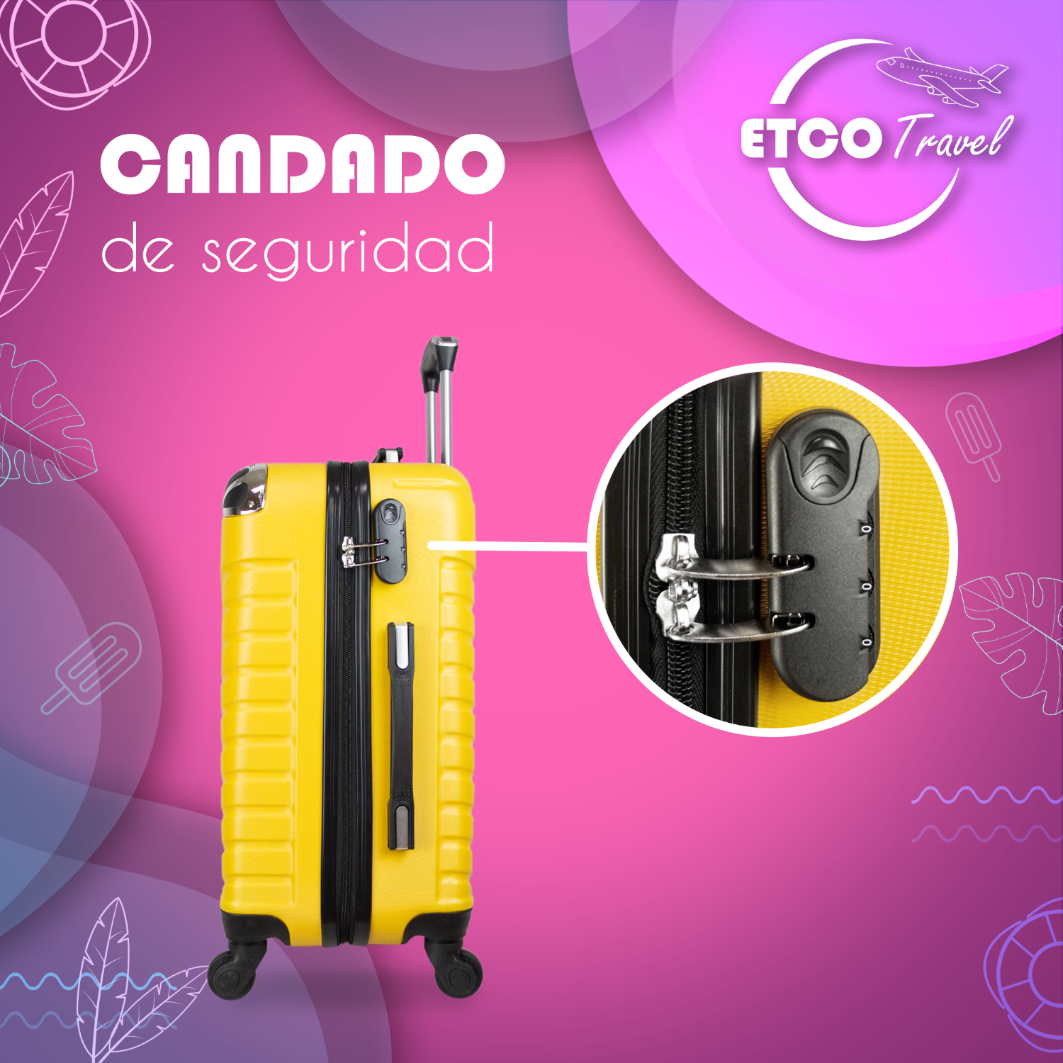 Maleta De Viaje Ligera 20 Pulgadas Etco Travel Equipaje De Mano Mostaza para Avion con Ruedas 360 Barata