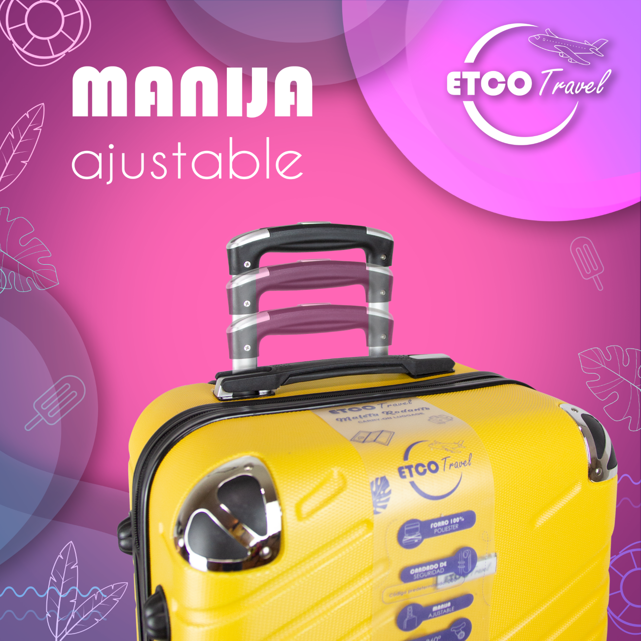 Maleta De Viaje Ligera 20 Pulgadas Etco Travel Equipaje De Mano Mostaza para Avion con Ruedas 360 Barata