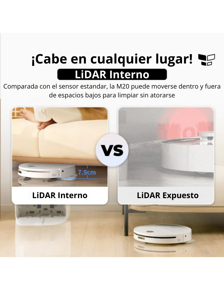 Robot Trapeador Inteligente M20 | Trapea profundamemte con Autocarga.