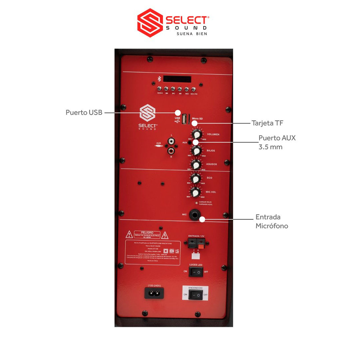 Bocina Amplificada 15" Titan Select Sound BT1506 con Bluetooth