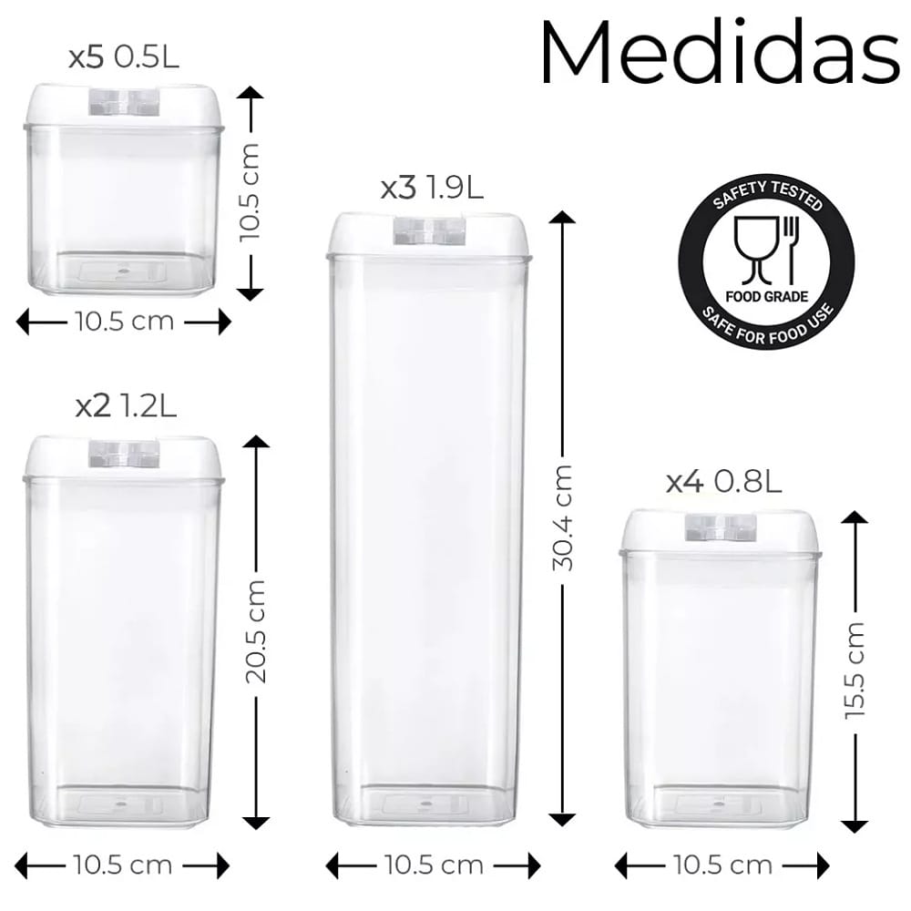 Recipientes Herméticos De Almacenamiento De Cocina Set 14 Pz