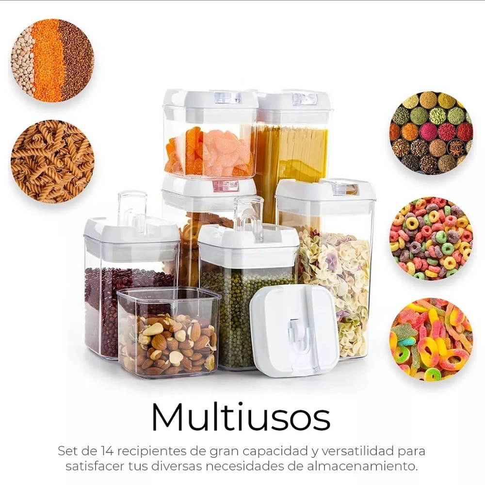 Recipientes Herméticos De Almacenamiento De Cocina Set 14 Pz