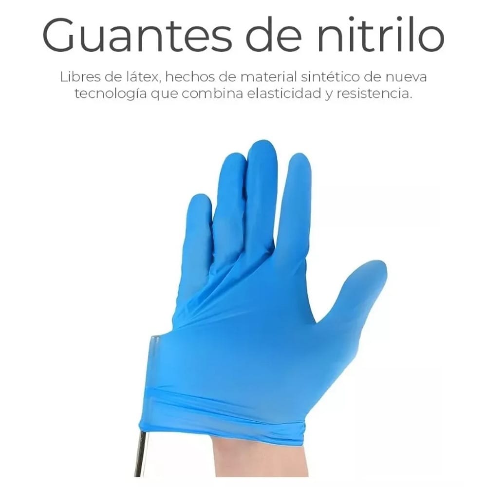 Guantes De Nitrilo Libre De Latex Sin Polvo Azul Negro 100pz