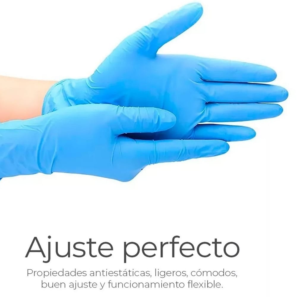 Guantes De Nitrilo Libre De Latex Sin Polvo Azul Negro 100pz