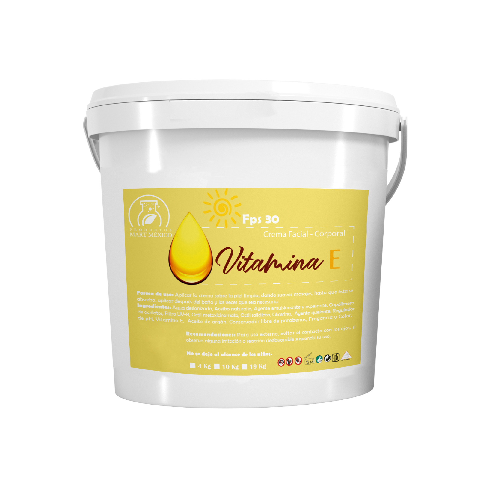 Crema Facial & Corporal De Vitamina E  Anti-Envejecimiento Con Filtro Solar (10 kilos)