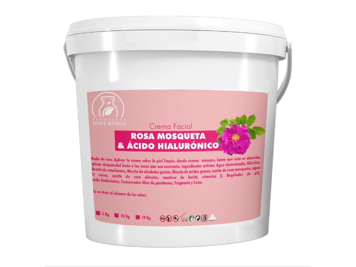 Crema Facial & Corporal De Rosa Mosqueta Con Ácido Hialurónico Piel Sana (10 kilos)