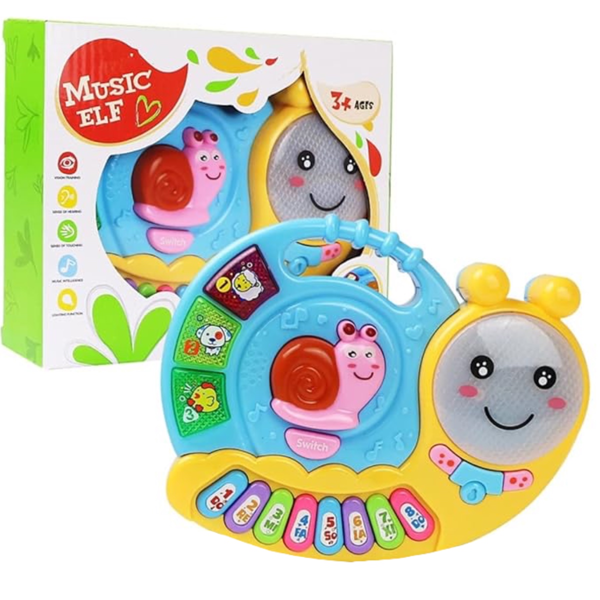 Piano Educativo Caracol Sonido Animales Musical Con Luces