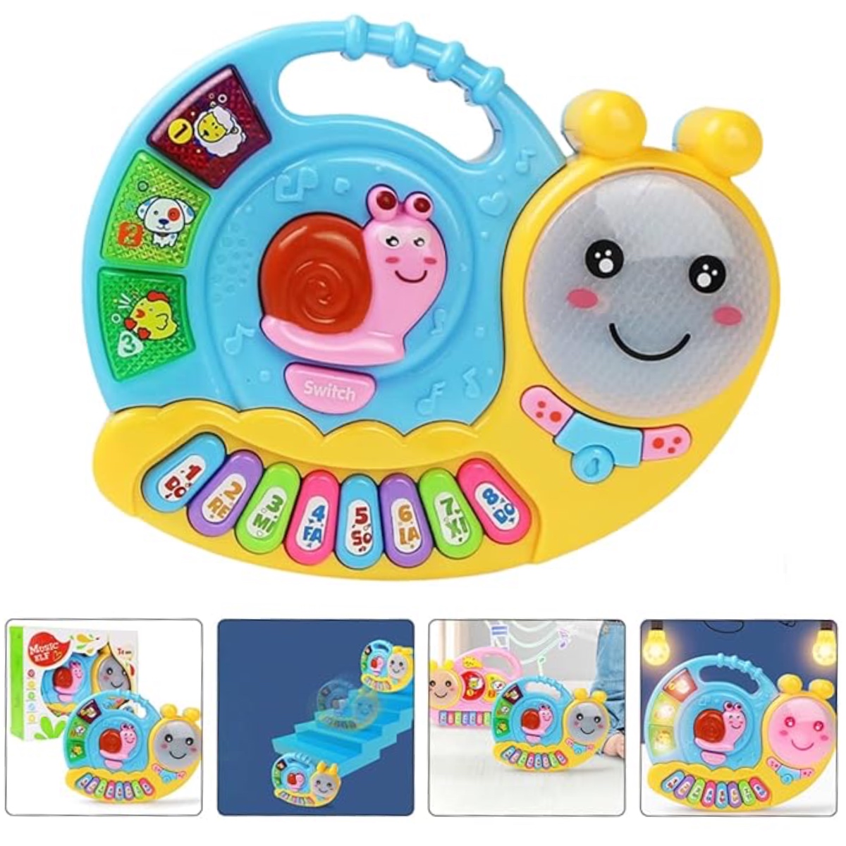 Piano Educativo Caracol Sonido Animales Musical Con Luces