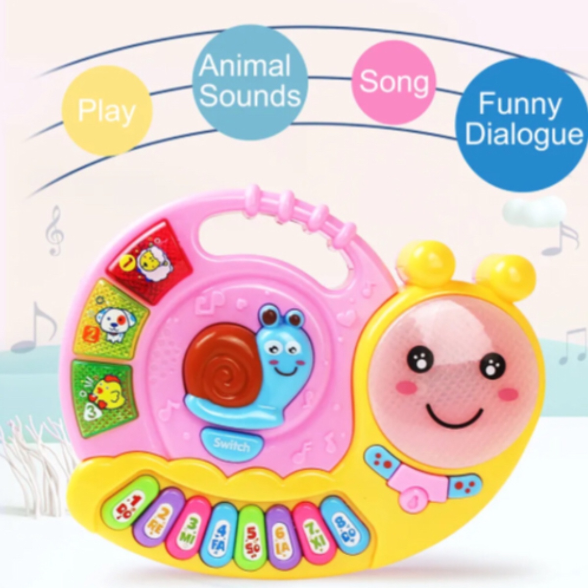 Piano Educativo Caracol Sonido Animales Musical Con Luces