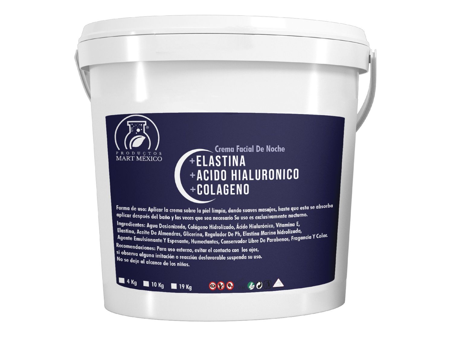 Crema Facial De Noche Ácido Hialurónico, Elastina & Colágeno Regeneradora (10 kilos)