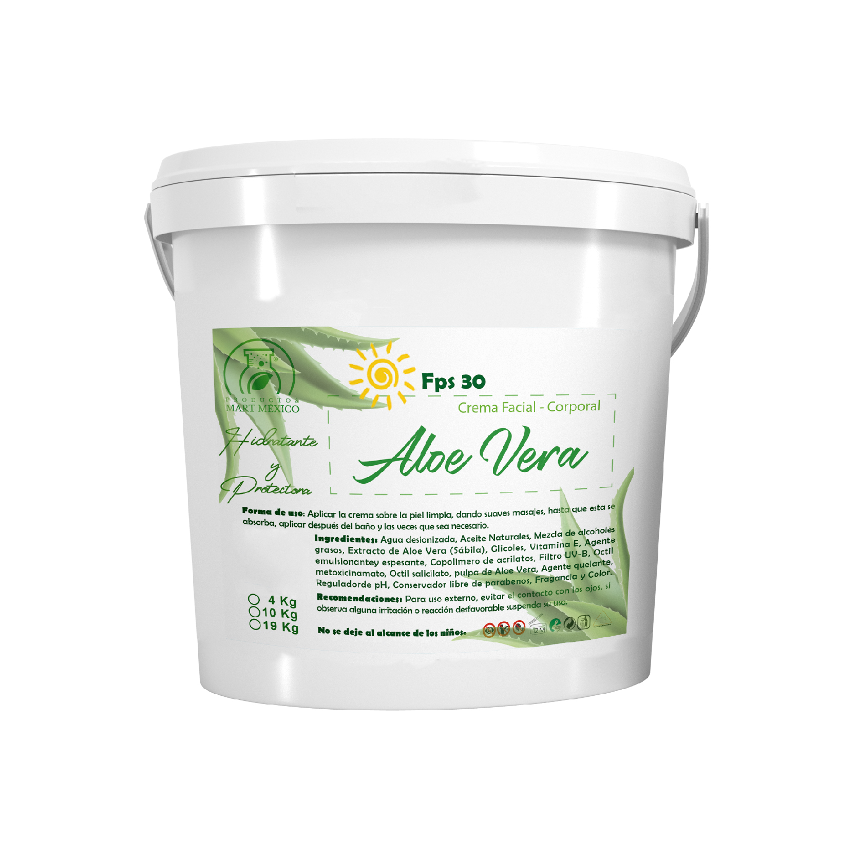 Crema Facial & Corporal De Aloe Vera Hidratante Con Filtro Solar (4 kilos)