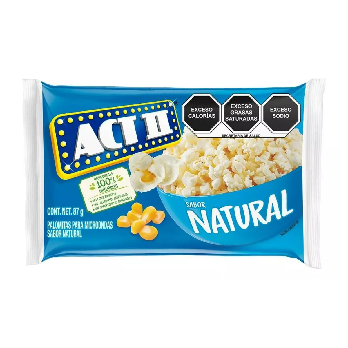 Palomitas Act II Natural Paquete con 6 Piezas de 87 gramos c/u