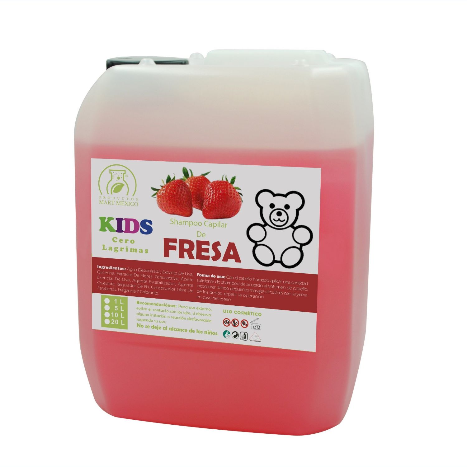 Shampoo Capilar KIDS De Fresa Cero Lágrimas (20 litros)