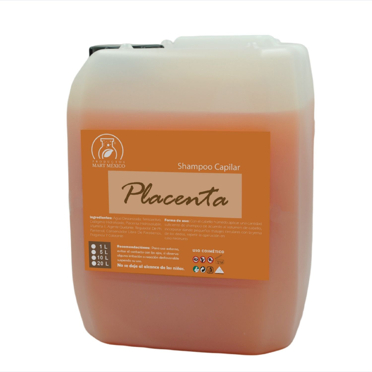 Shampoo Capilar De Placenta Vegetal Pro-Crecimiento (20 litros)