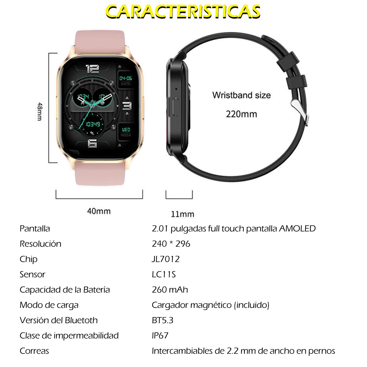 Smartwatch Reloj Inteligente HK-21 Pantalla AMOLED Serie 6 Rosa