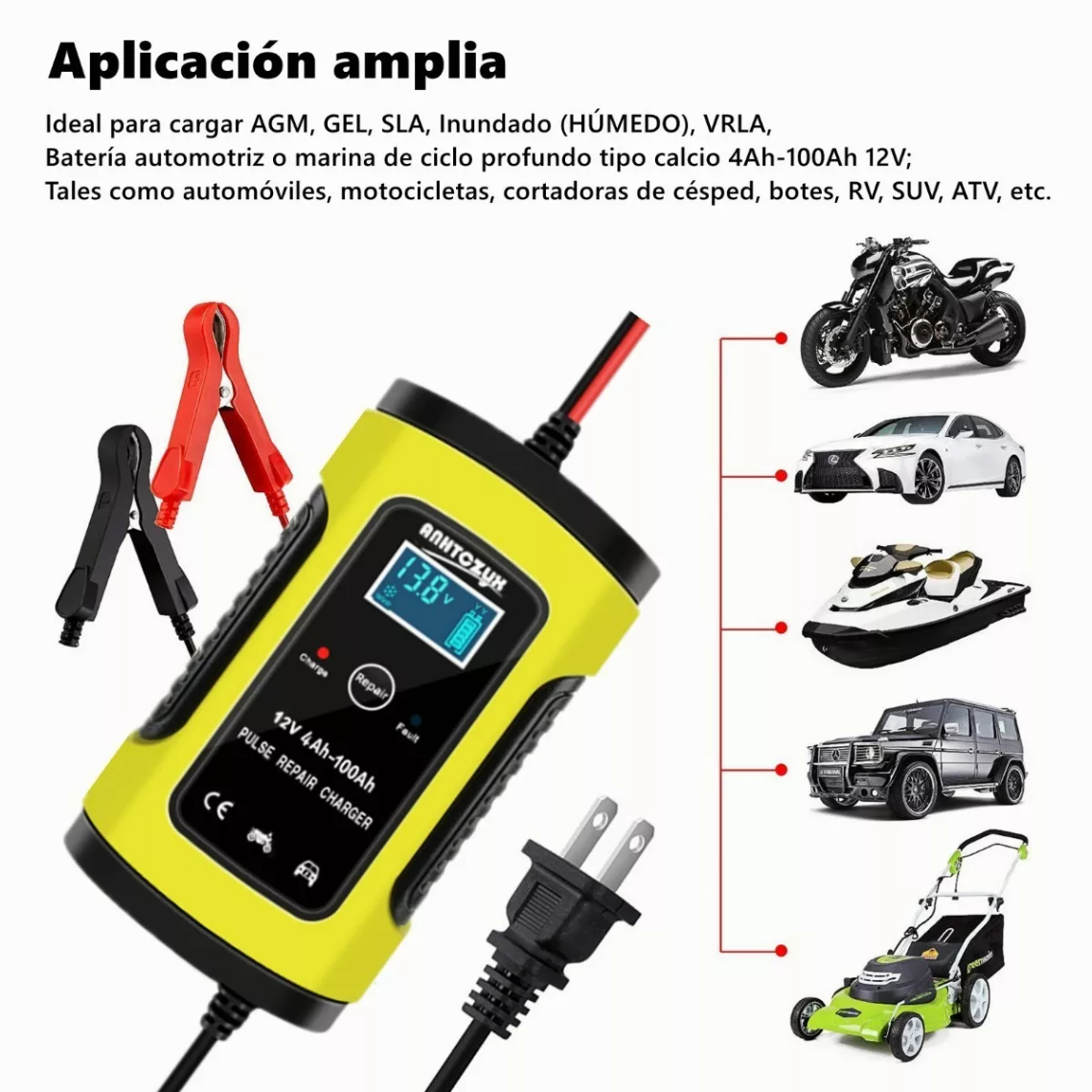 Cargador Inteligente De 12v Para Batería De Auto/motocicleta