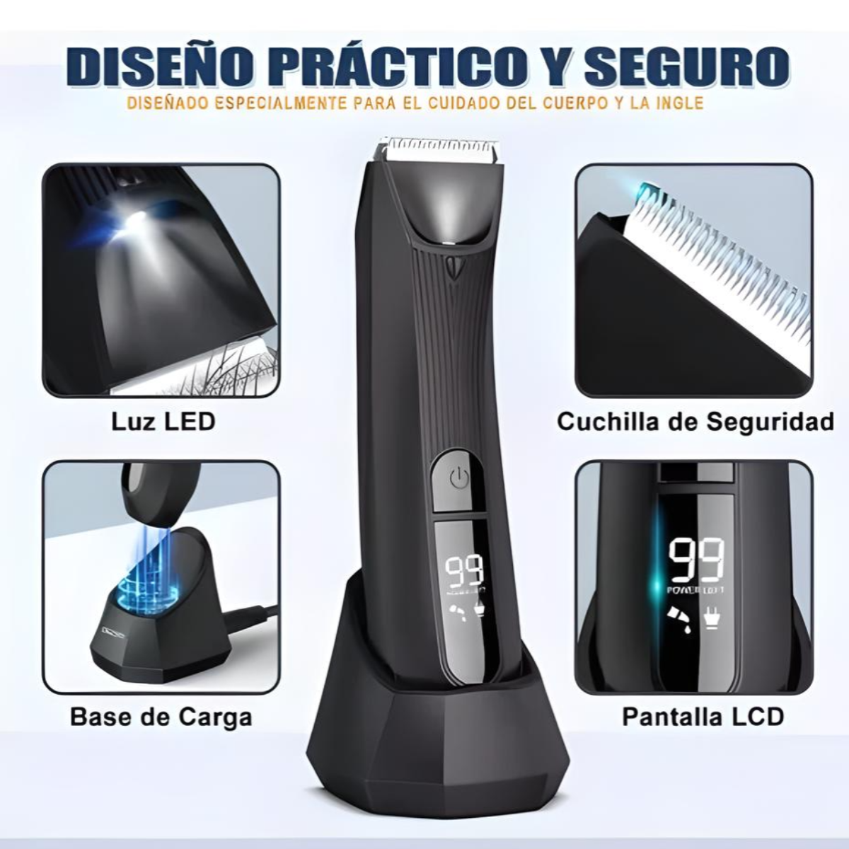 Máquina Para Cortar Cabello Corporal Rasuradora Zona Íntima