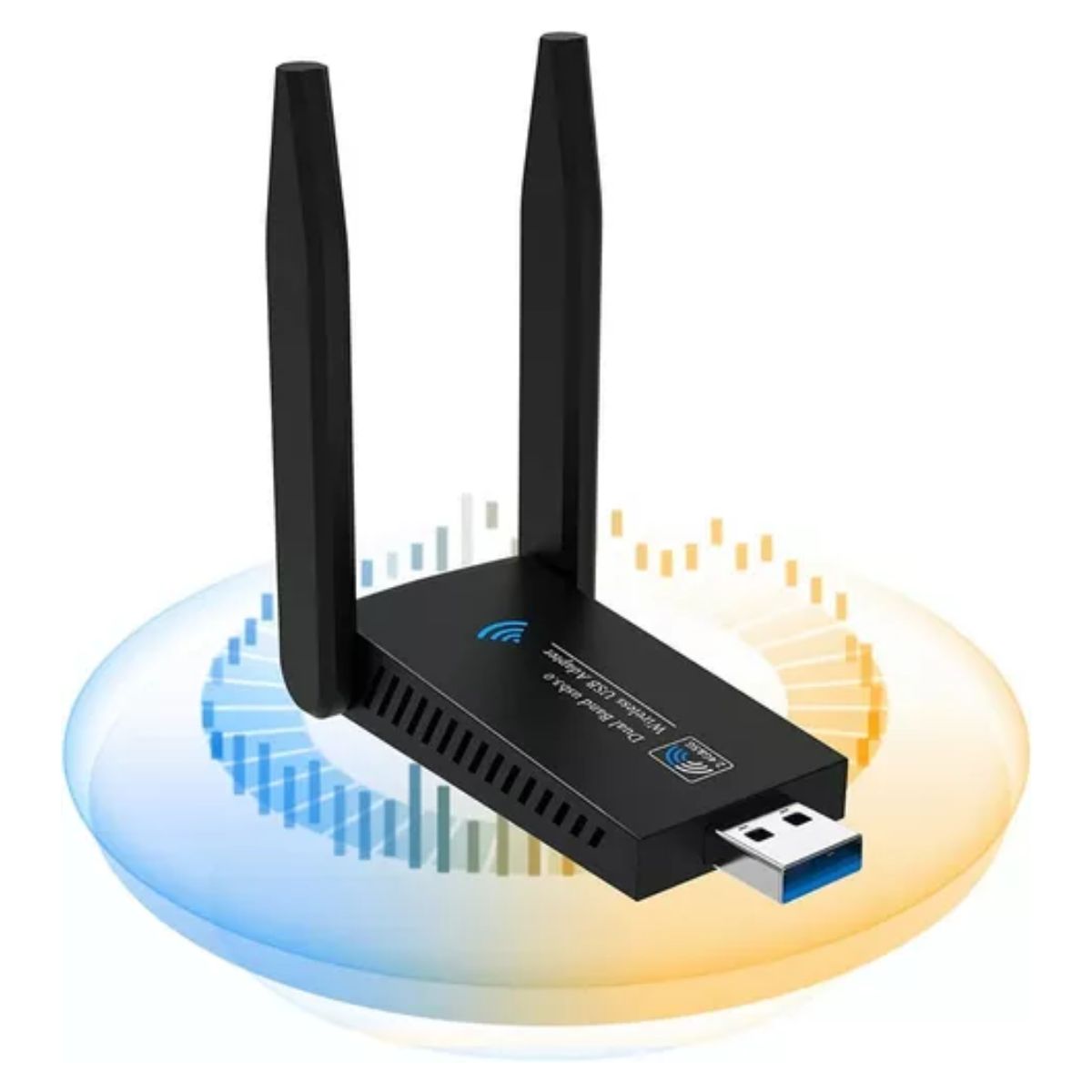 Adaptador Wifi Usb 3 0 De Banda Dual Para Pc 1300mbps 5ghz negro