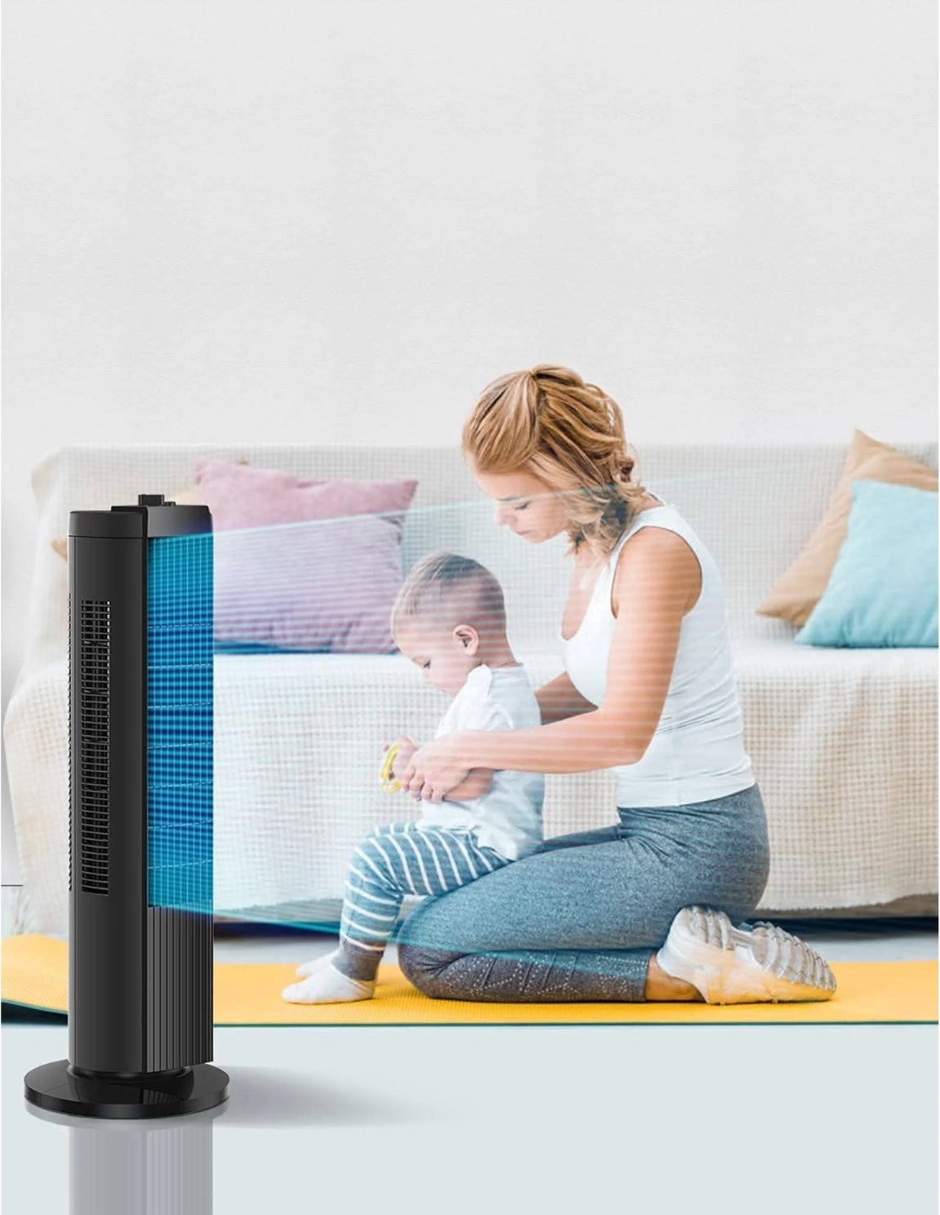 Mainstays Ventilador de torre oscilante de 3 velocidades de 28 pulgadas, negro