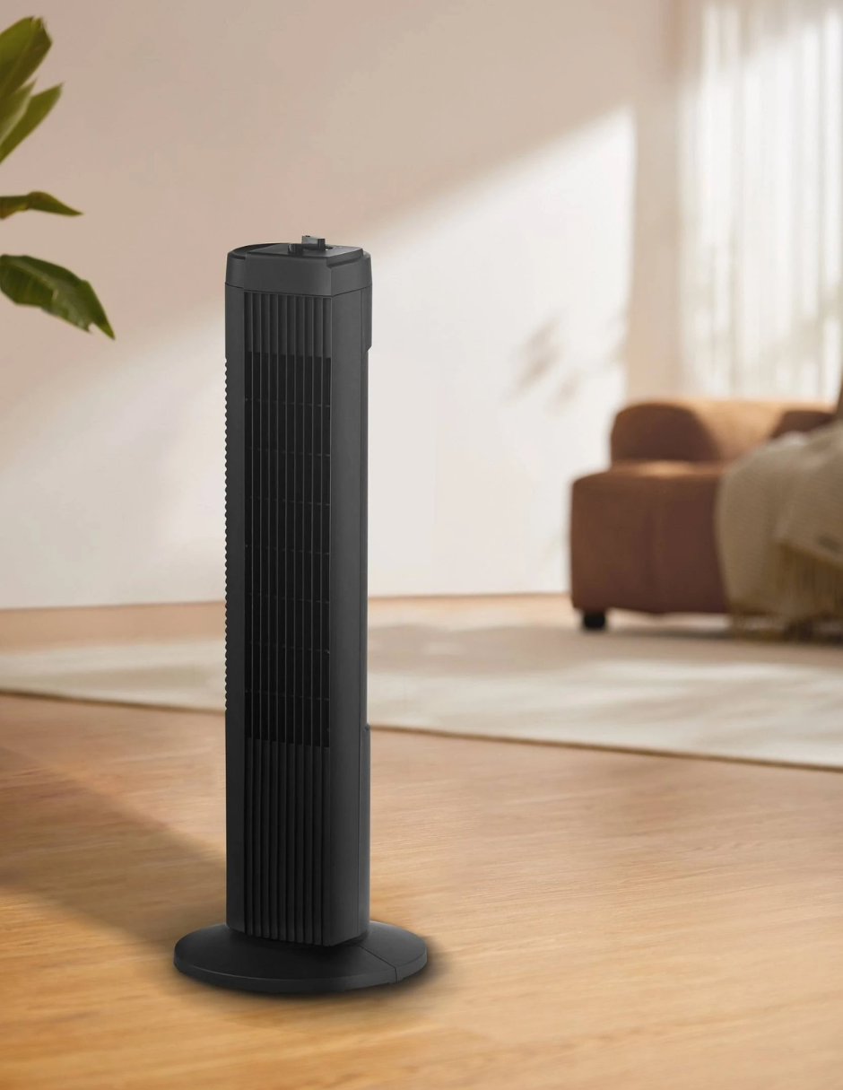 Mainstays Ventilador de torre oscilante de 3 velocidades de 28 pulgadas, negro
