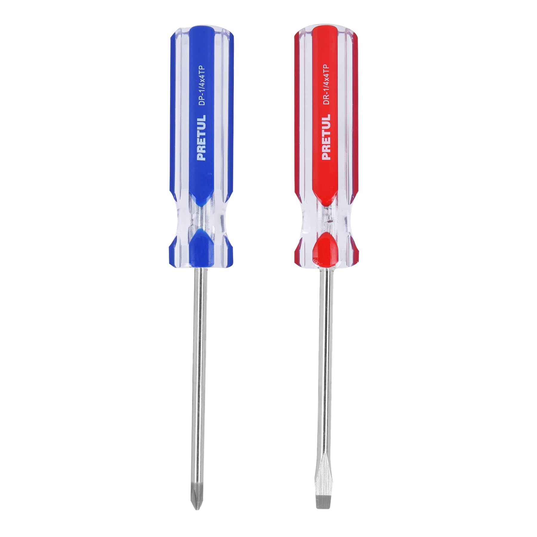 DÚO DE DESARMADORES 1/4 X 4" MANGO DE PVC, PRETUL 20210