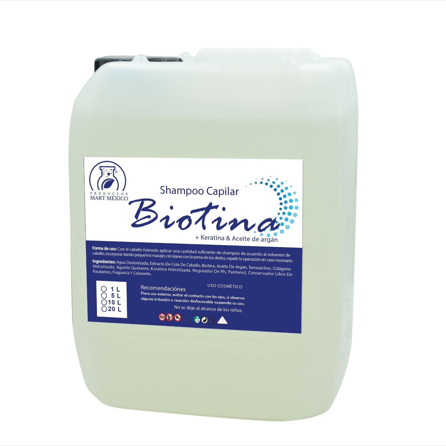 Shampoo Capilar De Biotina, Aceite de Argán & keratina Shot De Vitaminas (10 litros)
