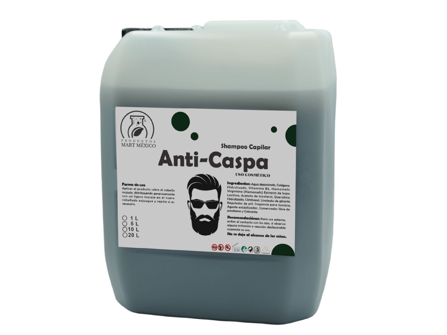 Shampoo Capilar Para Hombre Anti-Caspa (10 litros)