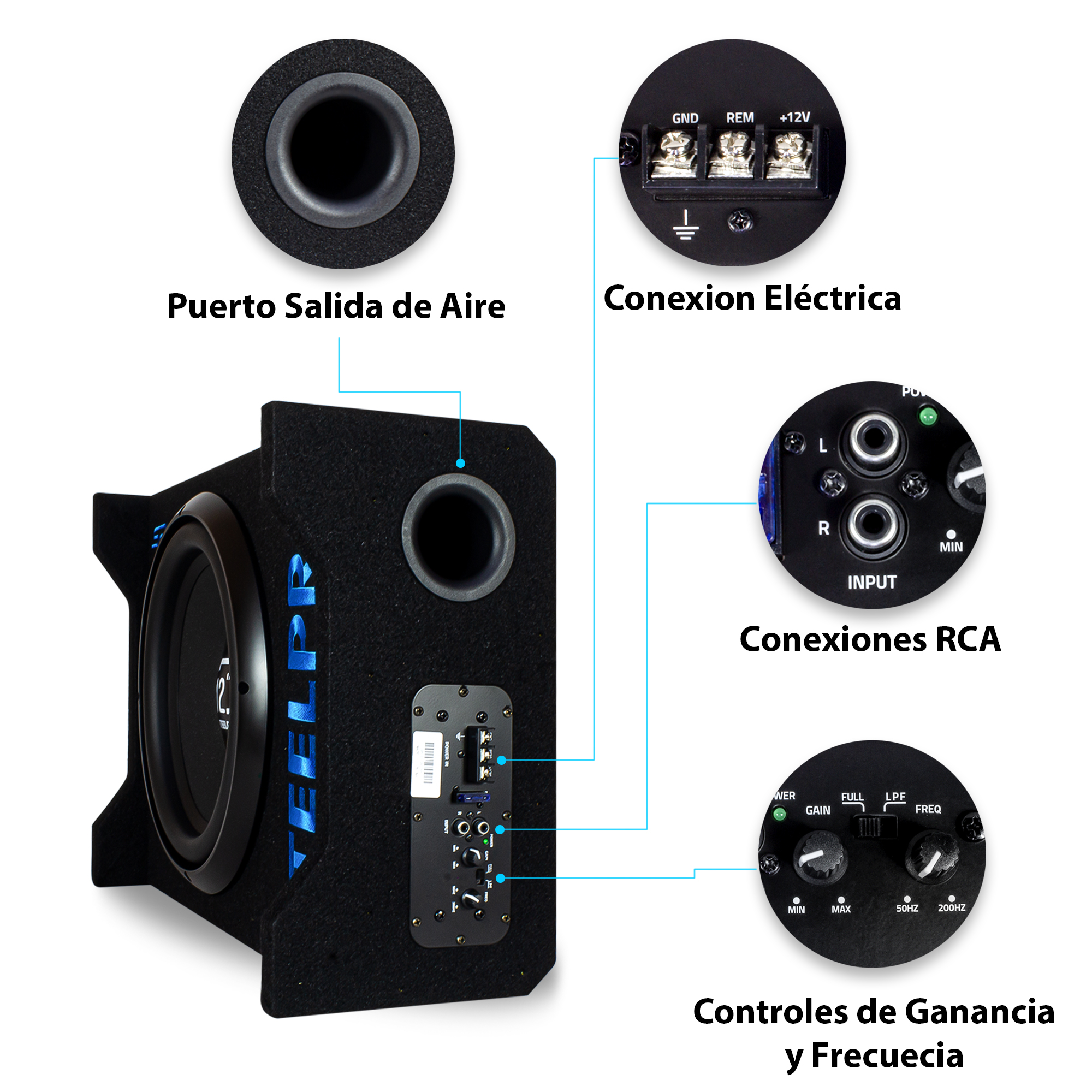 Subwoofer 12 Pulgadas Amplificado 1200w Spl Alta Presion - Steelpro