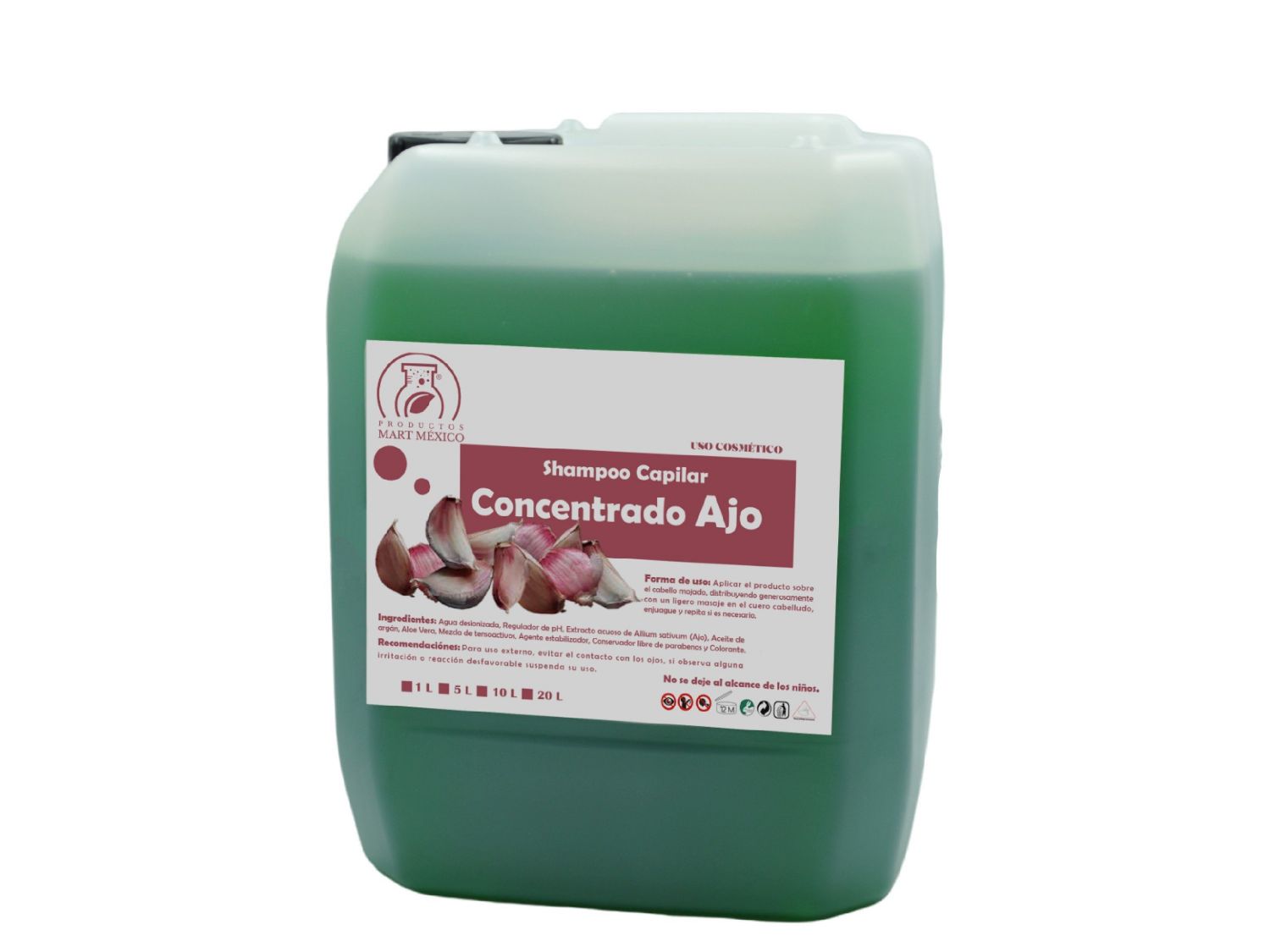 Shampoo Capilar Concentrado De Ajo Sano Desde La Raíz (10 litros)