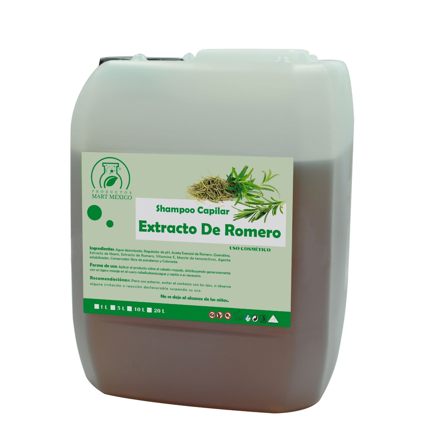 Shampoo Capilar De Romero Crecimiento (10 litros)